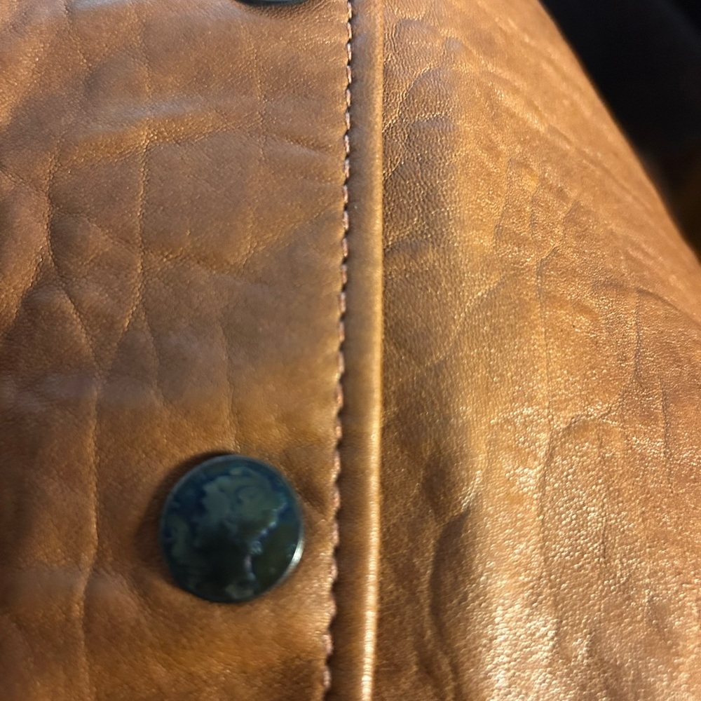 Vintage Leather Fringe Skirt – Western / Boho – Button Front – Brown - Picture 4 of 8